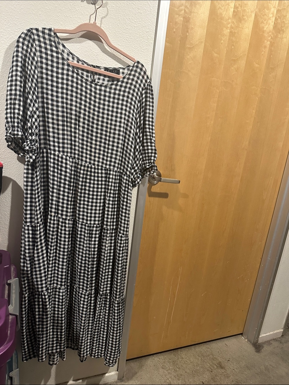 Trixxi Black and White Gingham Tiered Maxi Dress